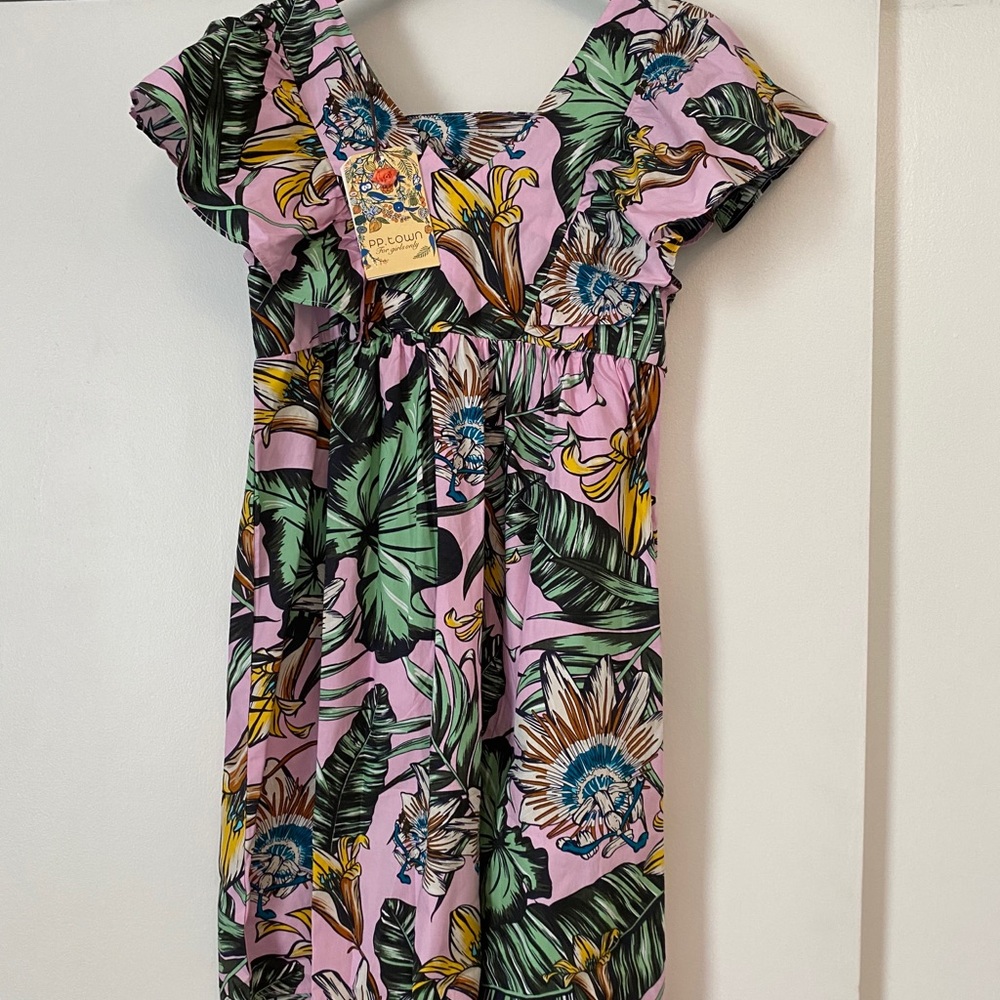 Girl’s Squared Neck Leaf Dress BRAND NEW